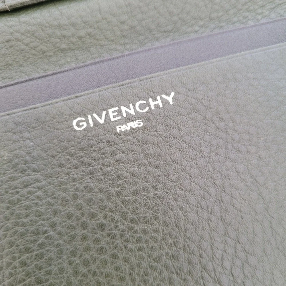 Givenchy Paris Olive Green Pebbled Leather Long Bifold Wallet Mens Womens
